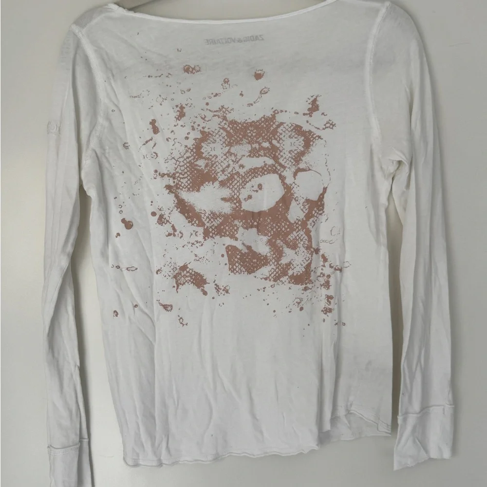 Zadig & Voltaire Cream V-Neck Blouse - Picture 2 of 2